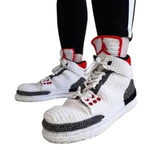 Jordan 3 Retro Crochet Home Slippers Custom Sneakers Basketball Plush Shoes