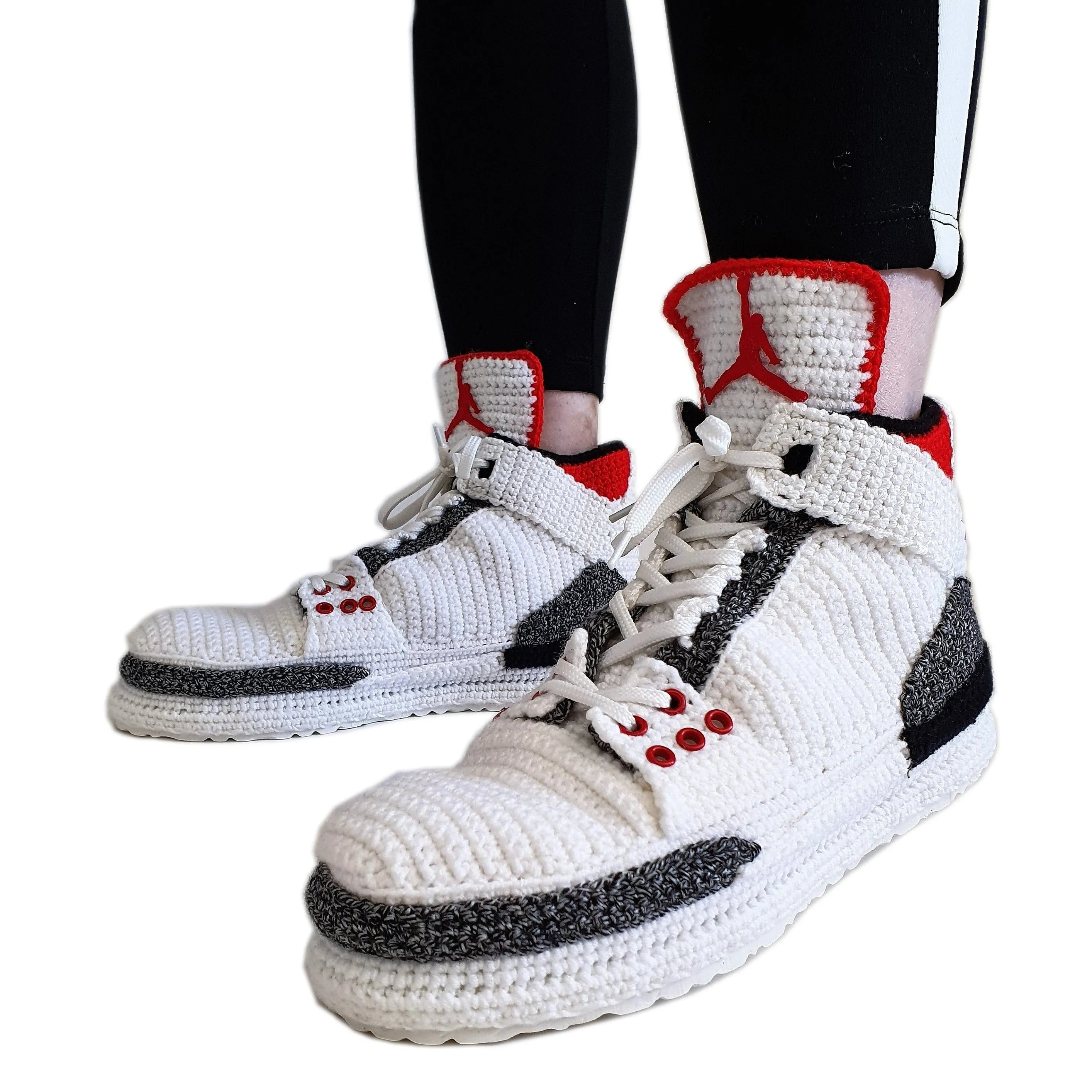 Jordan 3 Retro Crochet Home Slippers Custom Sneakers Basketball Plush Shoes