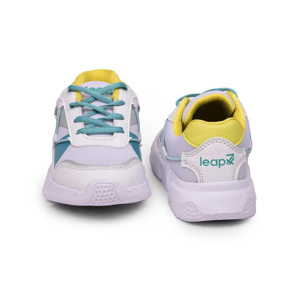 Leap7x Lace Up Athleisure Shoes For Kids (White) POLAR-502 By Liberty