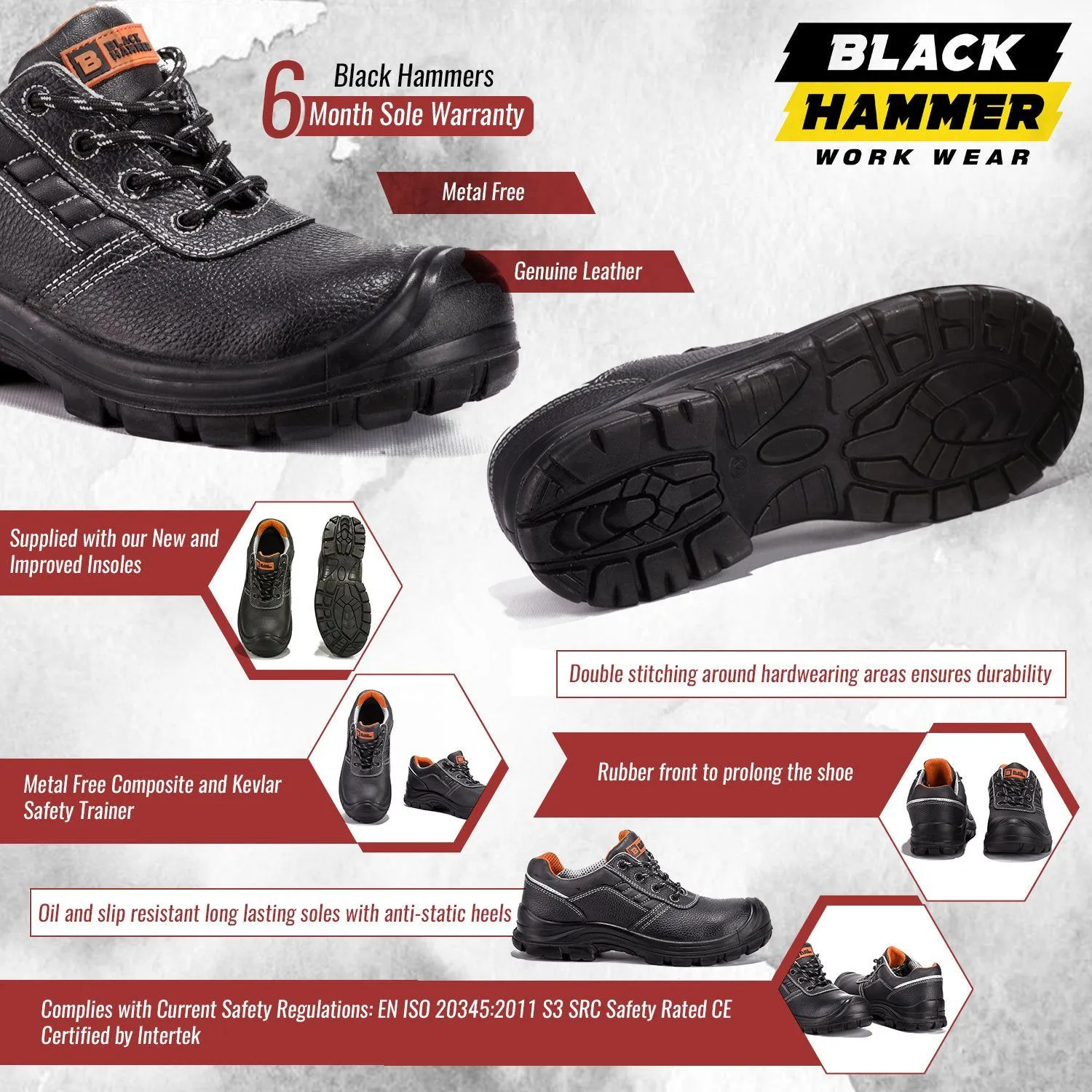 Lightweight Leather Safety Shoes | Metal Free S3 SRC | Metal Free Safety Boots & Trainers 2252