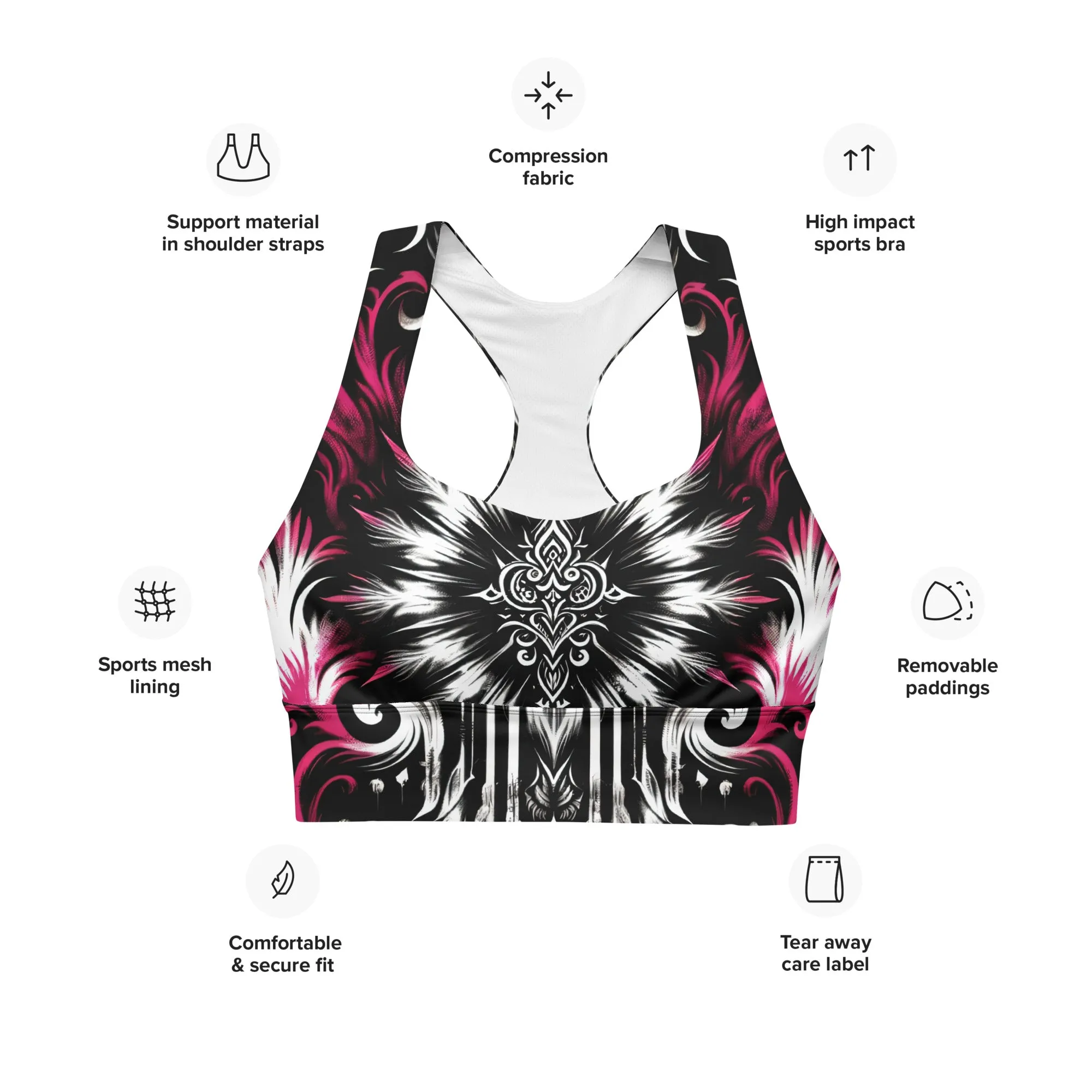 Longline Sports Bra Gothic Blossom