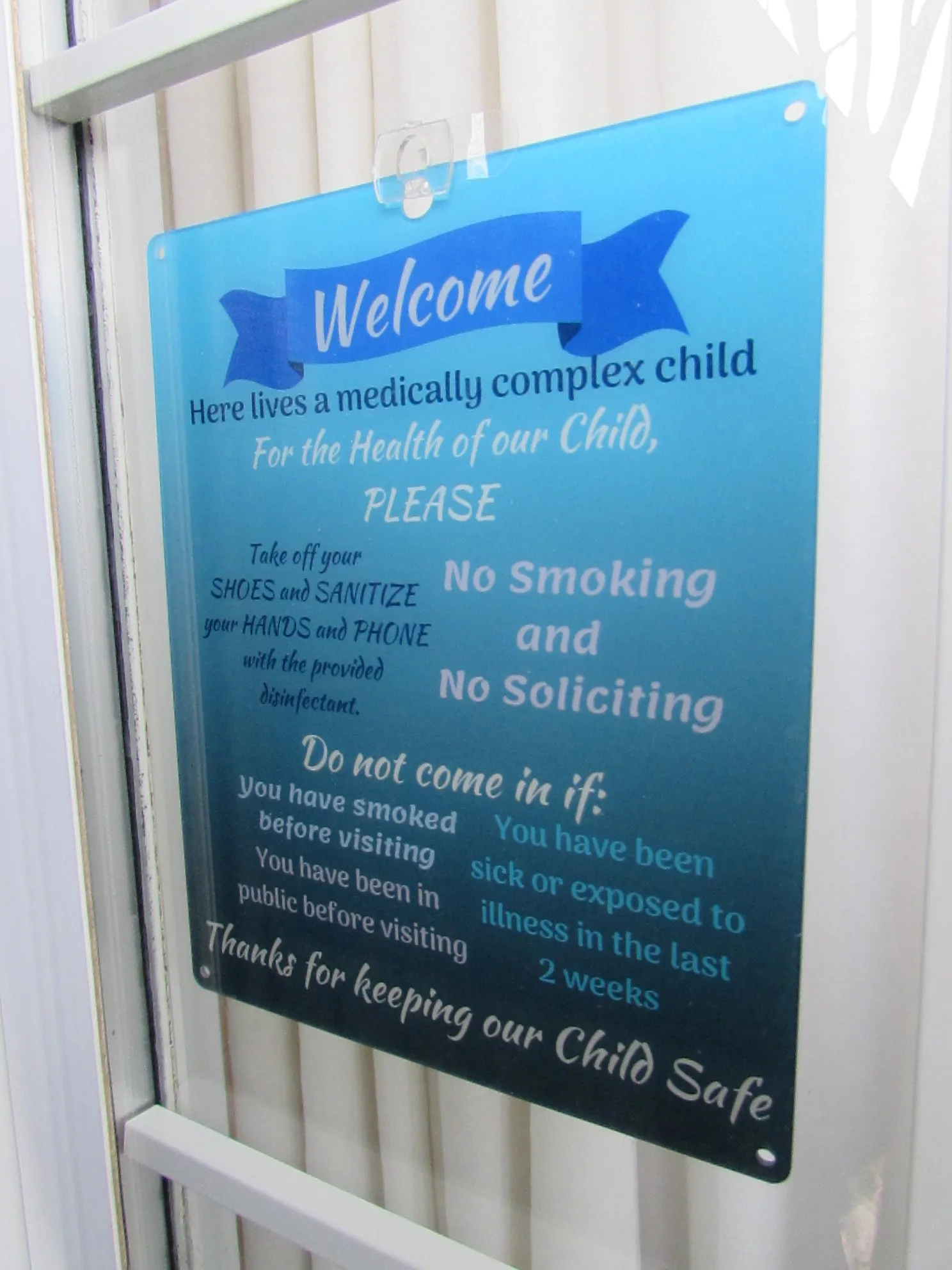 Medically Fragile Child Sign - Blue