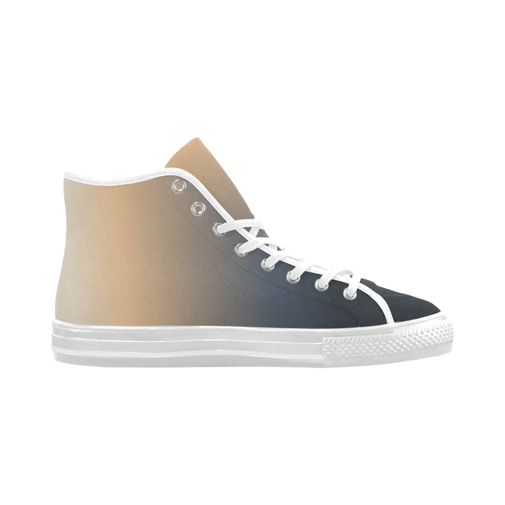 Men's Big Size Blue Peach Solids Print High Top Canvas Shoes