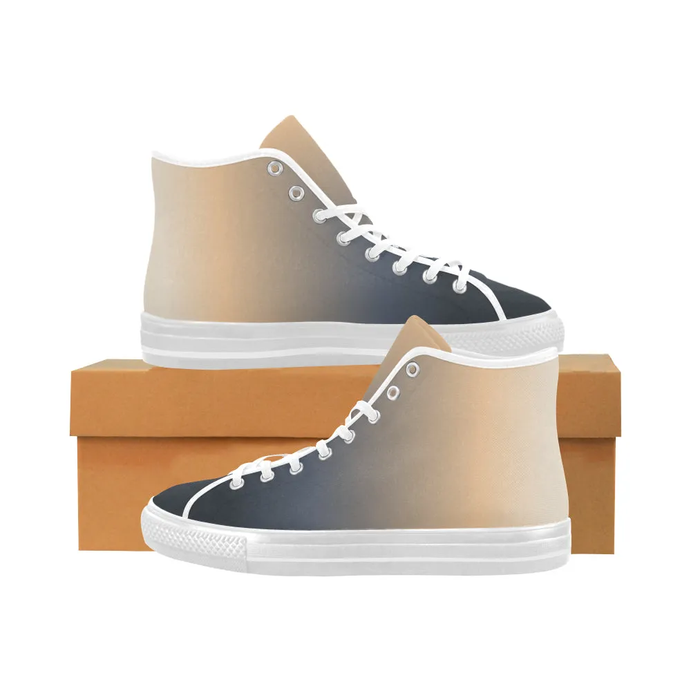 Men's Big Size Blue Peach Solids Print High Top Canvas Shoes