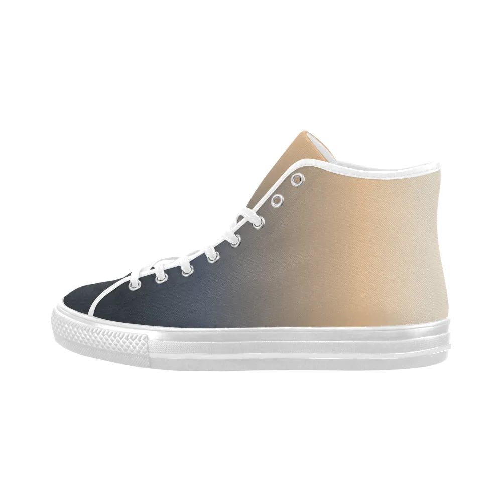 Men's Big Size Blue Peach Solids Print High Top Canvas Shoes