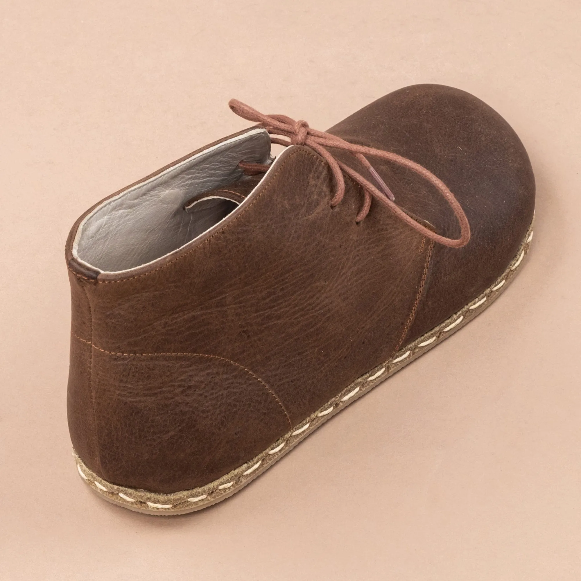 Men's Coffee Barefoot Boots with Laces