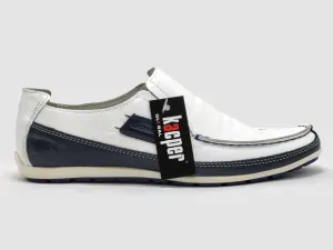 Men's Dockside Slip-On Leather Boat Shoes - White