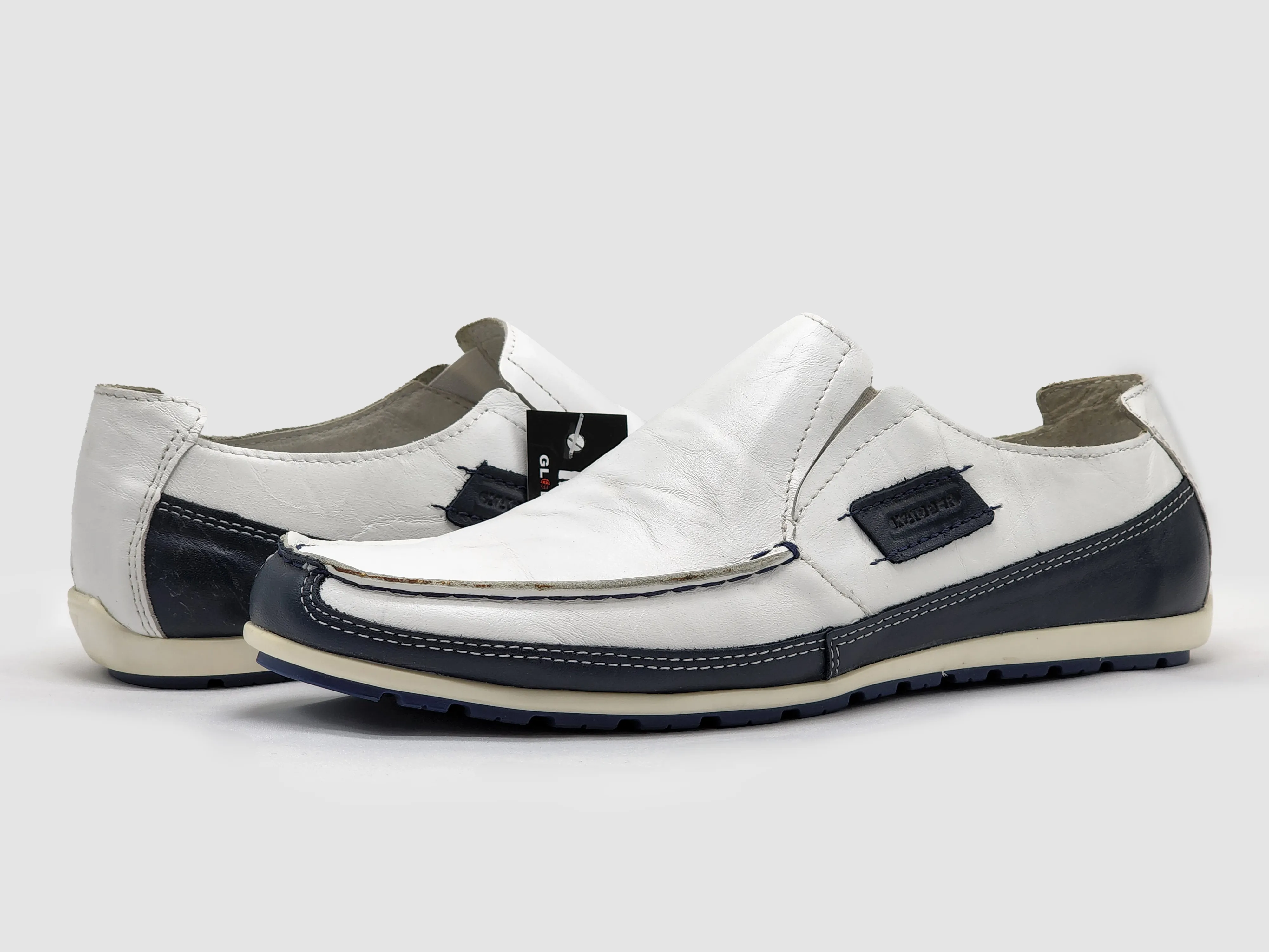 Men's Dockside Slip-On Leather Boat Shoes - White