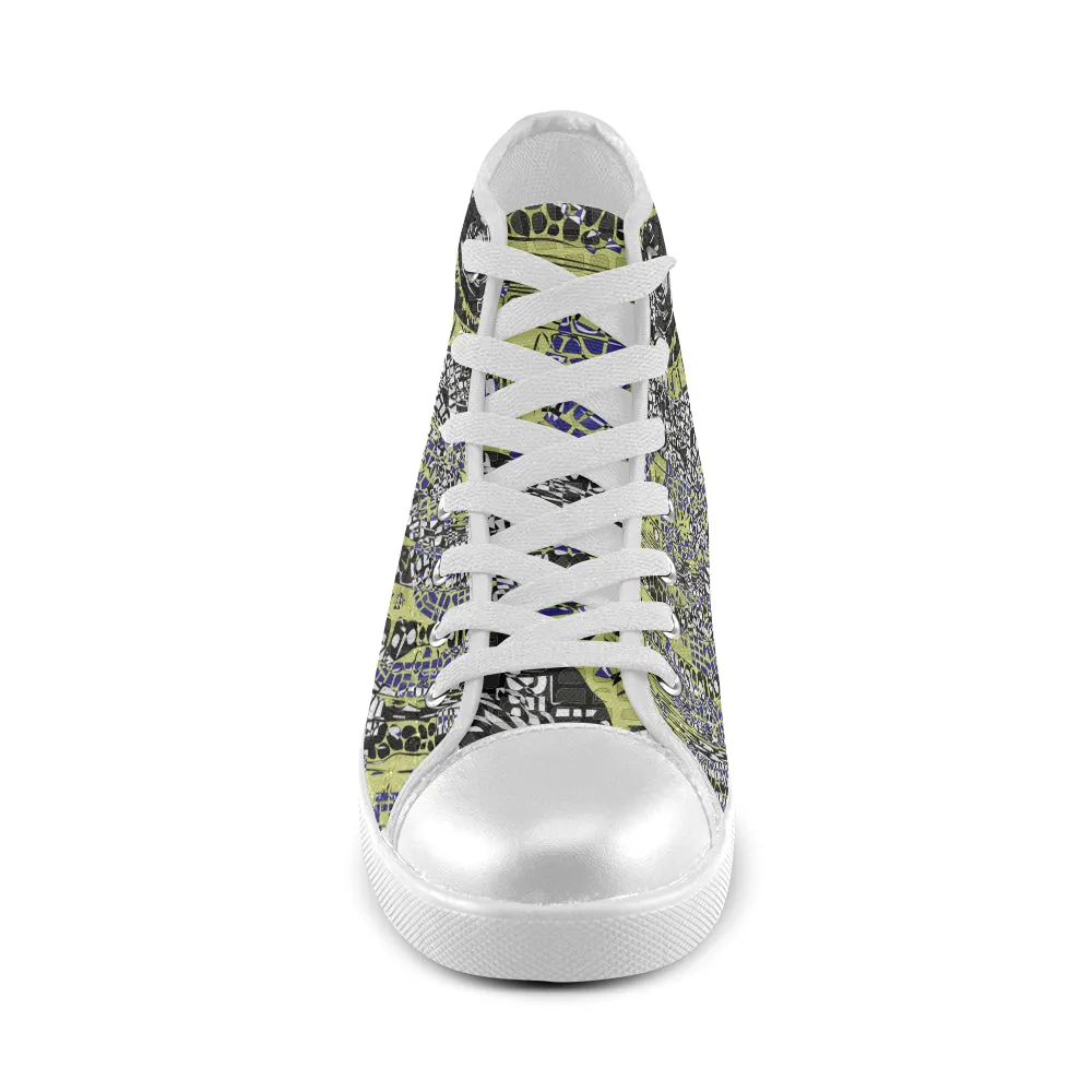 Men's Street View Doodle Print Canvas High Top Shoes