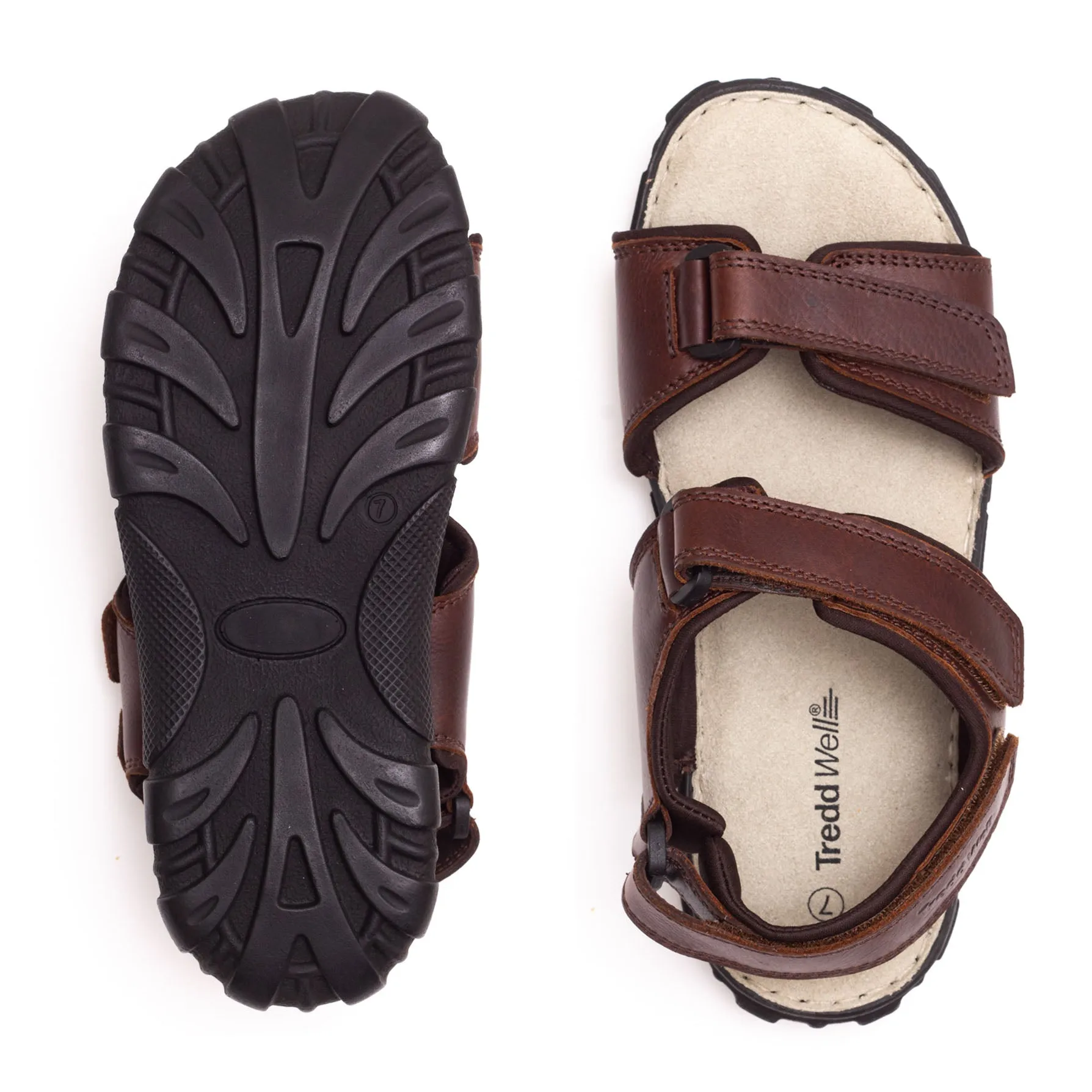 Mens Wide Fit James Leather Sandals by Tredd Well