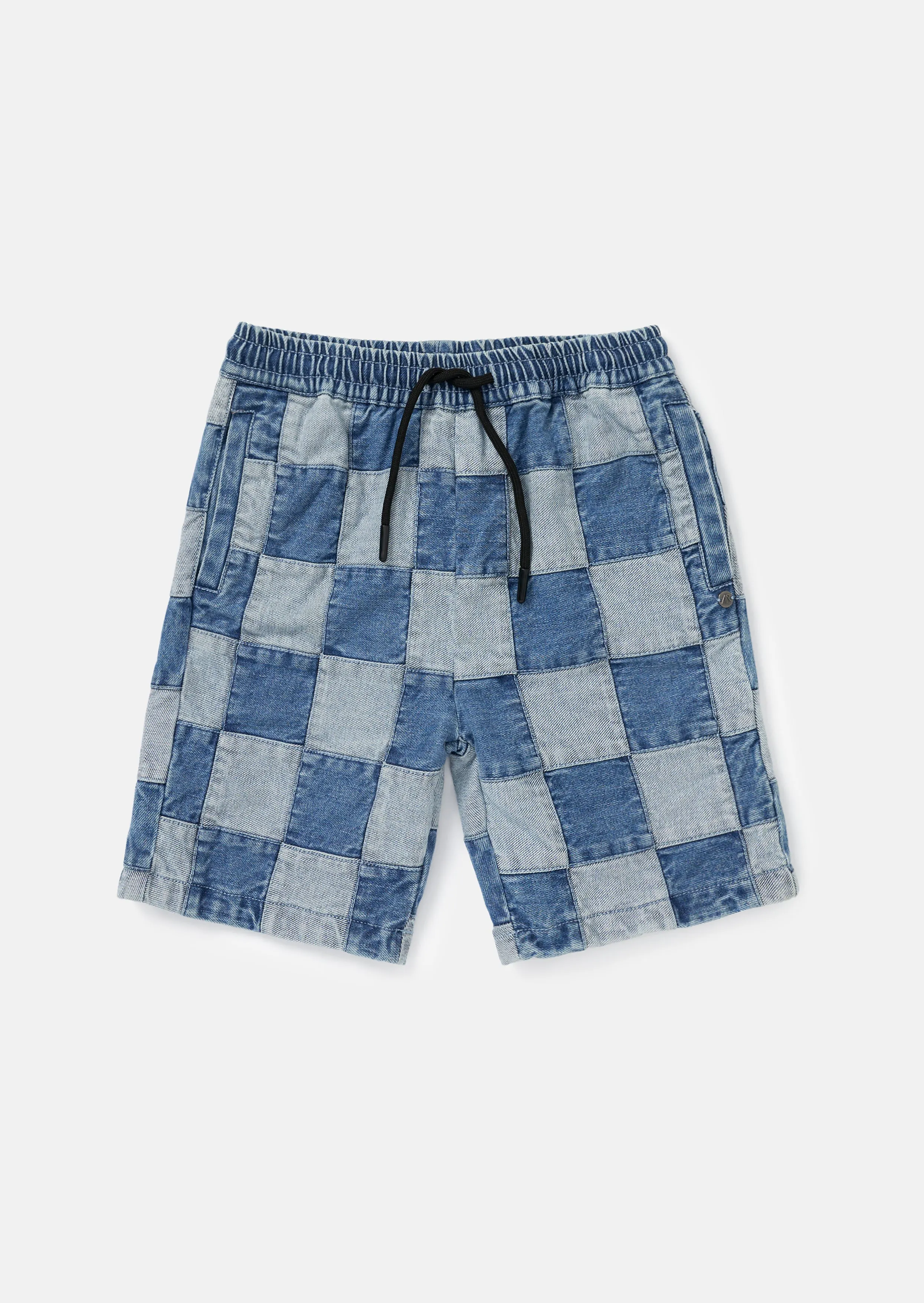 Neil Patchwork Washed Denim Shorts