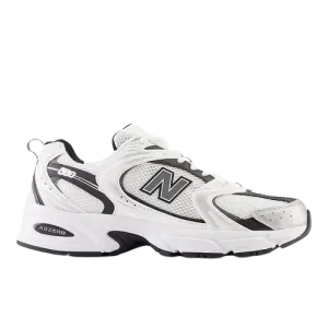 New Balance 530 Unisex - White with Silver Metallic And Black MR530LB