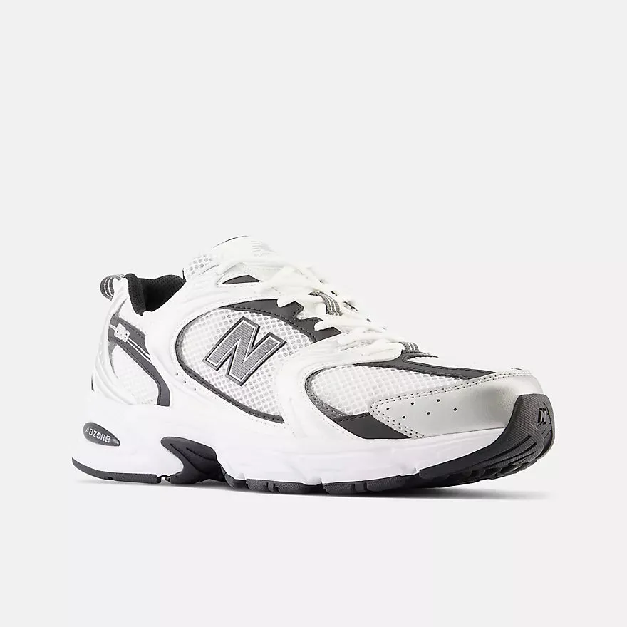 New Balance 530 Unisex - White with Silver Metallic And Black MR530LB