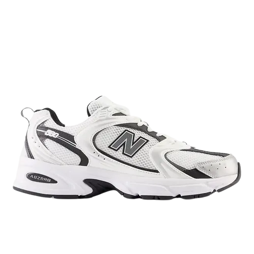 New Balance 530 Unisex - White with Silver Metallic And Black MR530LB