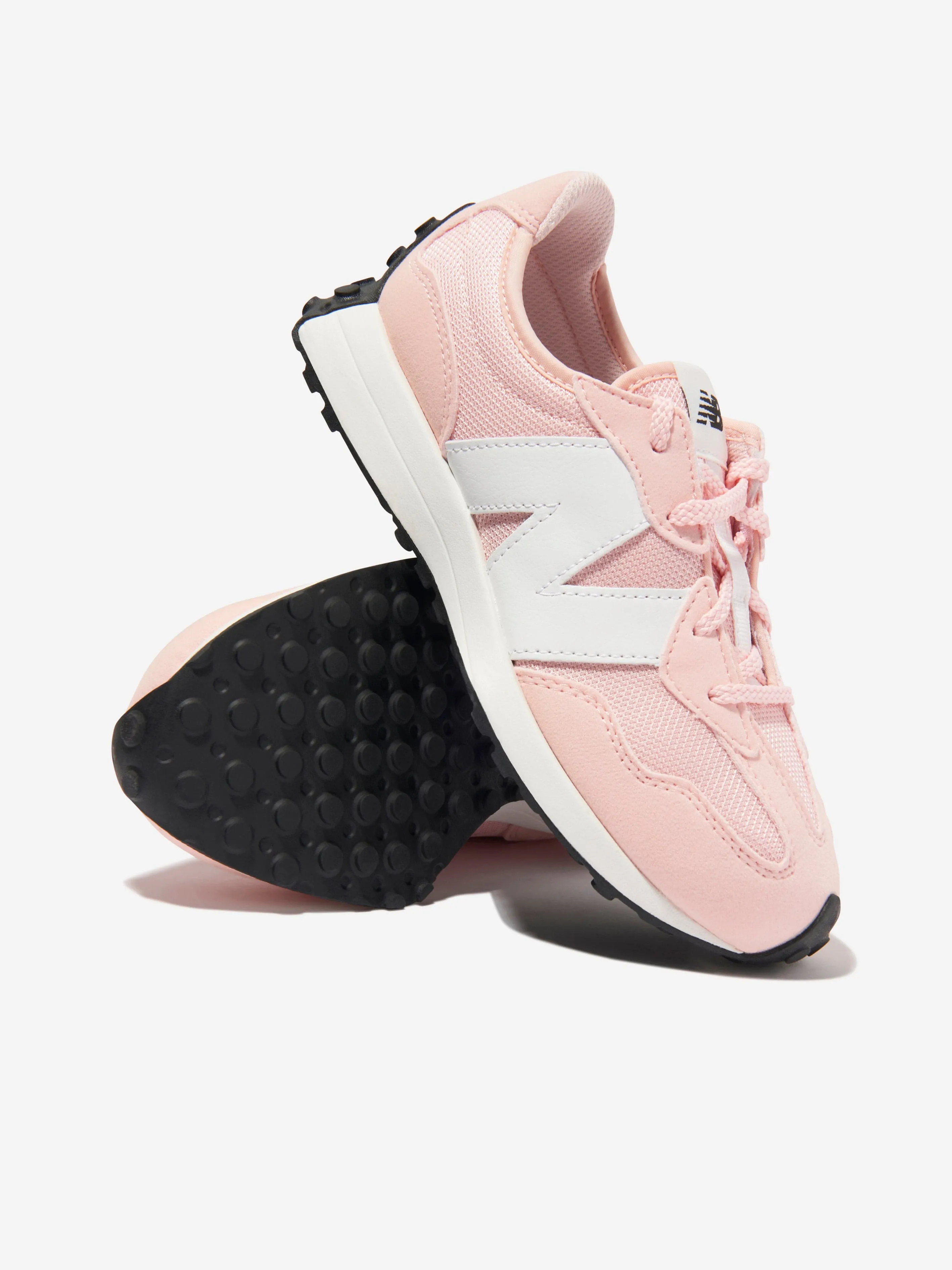 New Balance Girls 327 Lace Up Logo Trainers in Pink