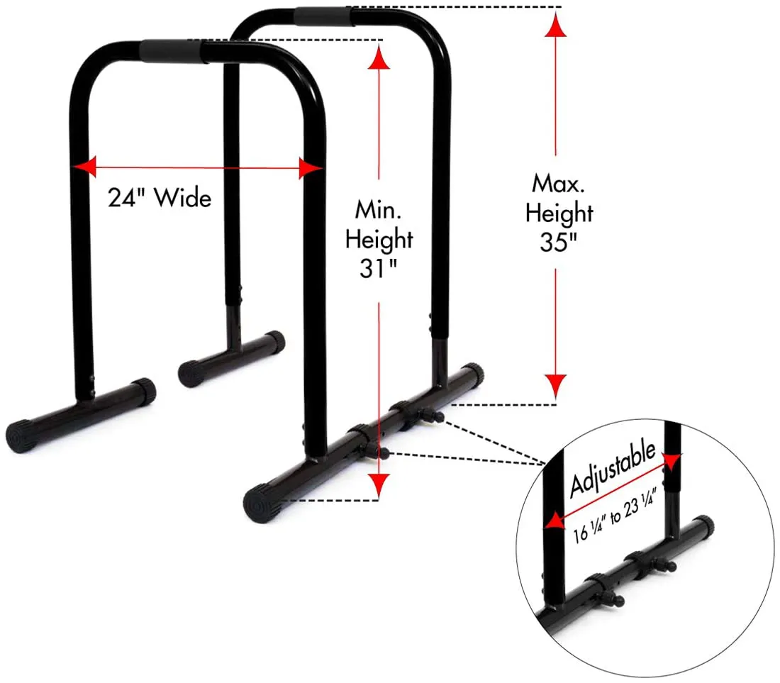 ProsourceFit Dip Stand Station, Heavy Duty Adjustable Height Upper Body Equipment for Home Gym for Tricep Dips, Pull-Ups, Push-Ups, L-Sits