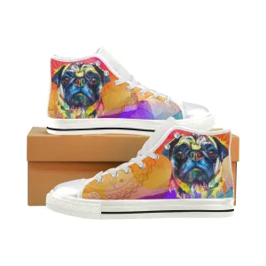 Pug WaterColor Women's Classic High Top Canvas Shoes