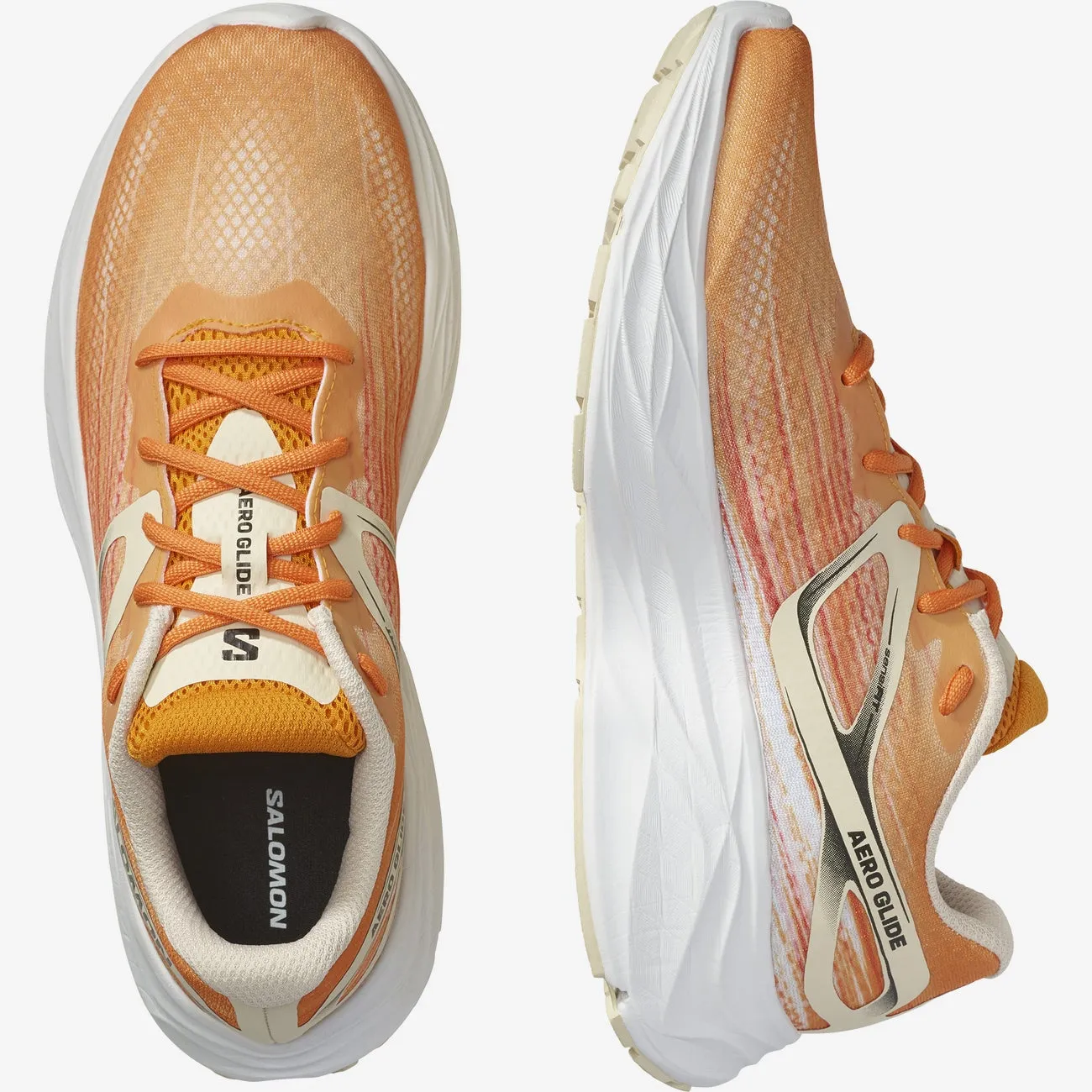 Salomon Men's Aero Glide Running Shoes in Orange Pepper Bleached Sand white