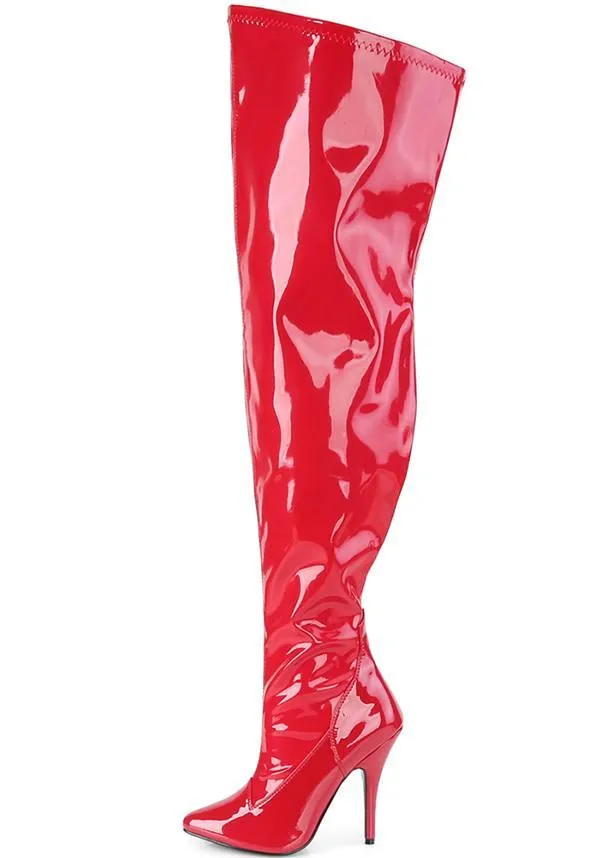 SEDUCE-3000WC [Red Pat] | WIDE CALF BOOTS [PREORDER]