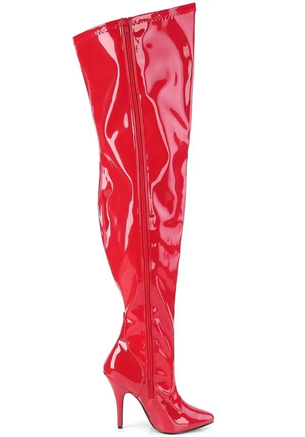 SEDUCE-3000WC [Red Pat] | WIDE CALF BOOTS [PREORDER]