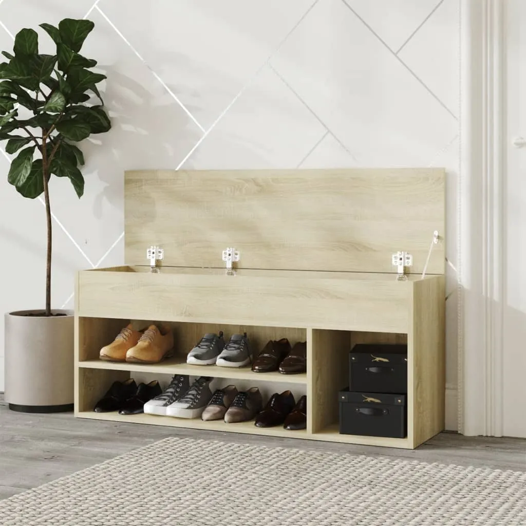 Shoe Bench Sonoma Oak 105x30x45 cm Chipboard