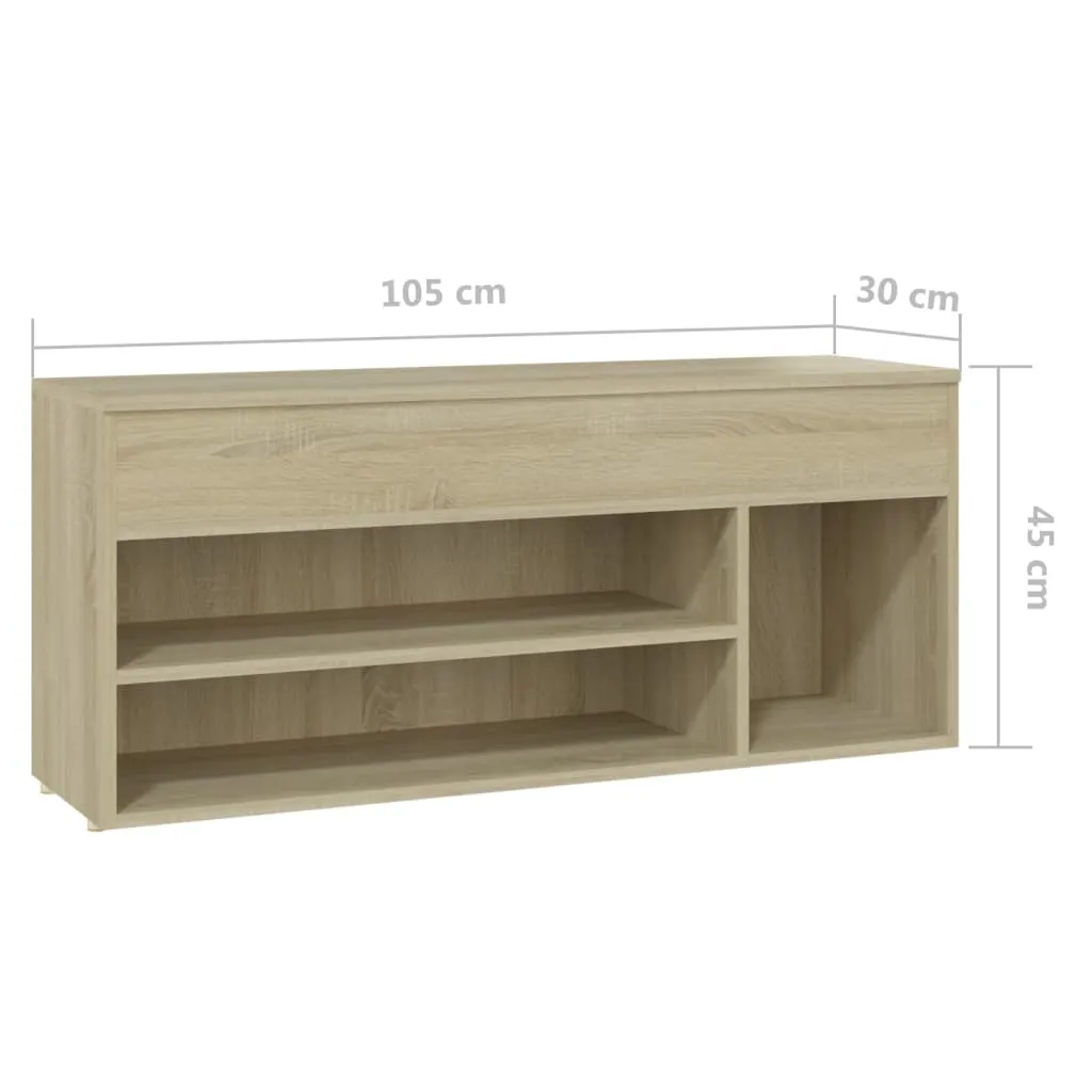 Shoe Bench Sonoma Oak 105x30x45 cm Chipboard