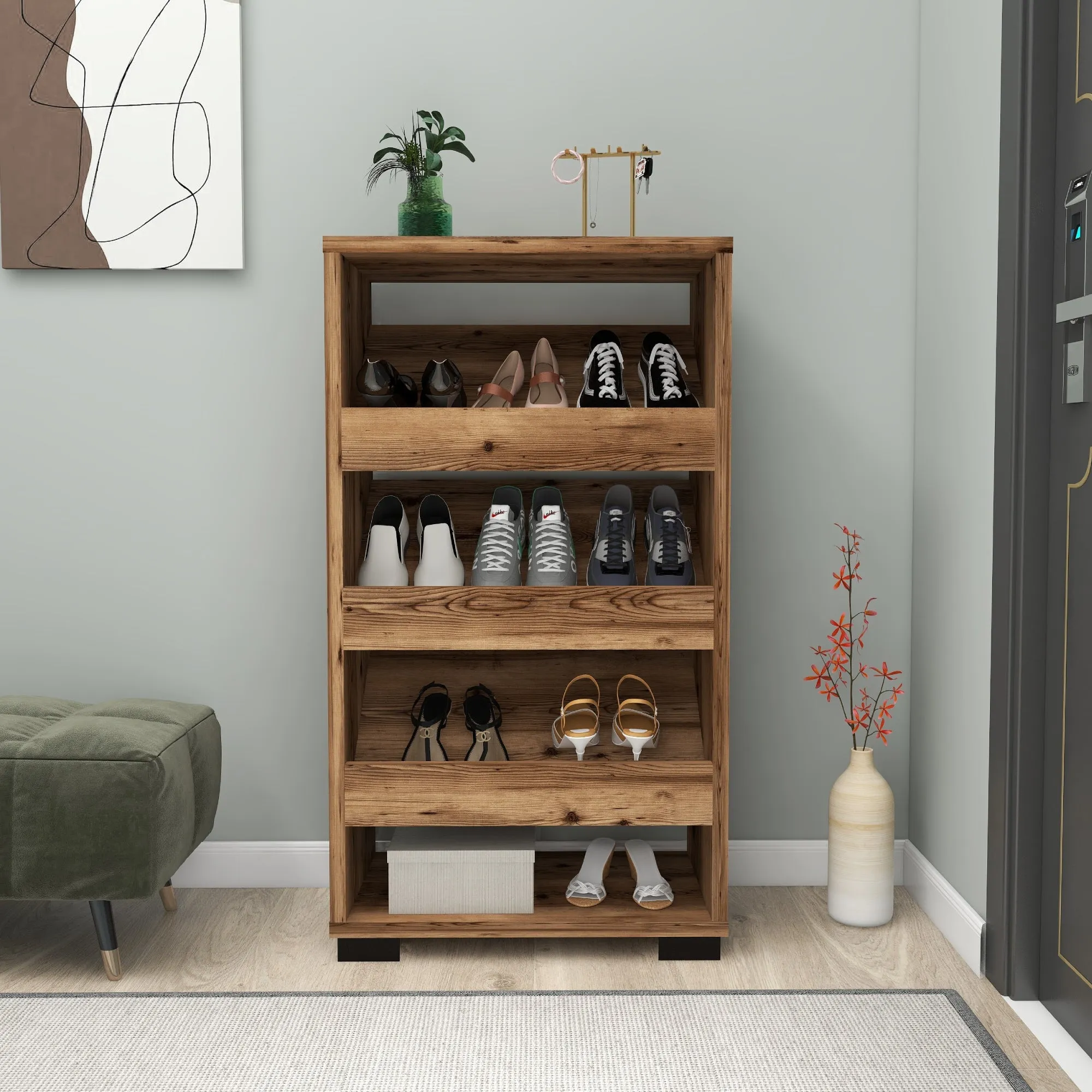 Shoe Storage Shelf with Cabinet Leslie