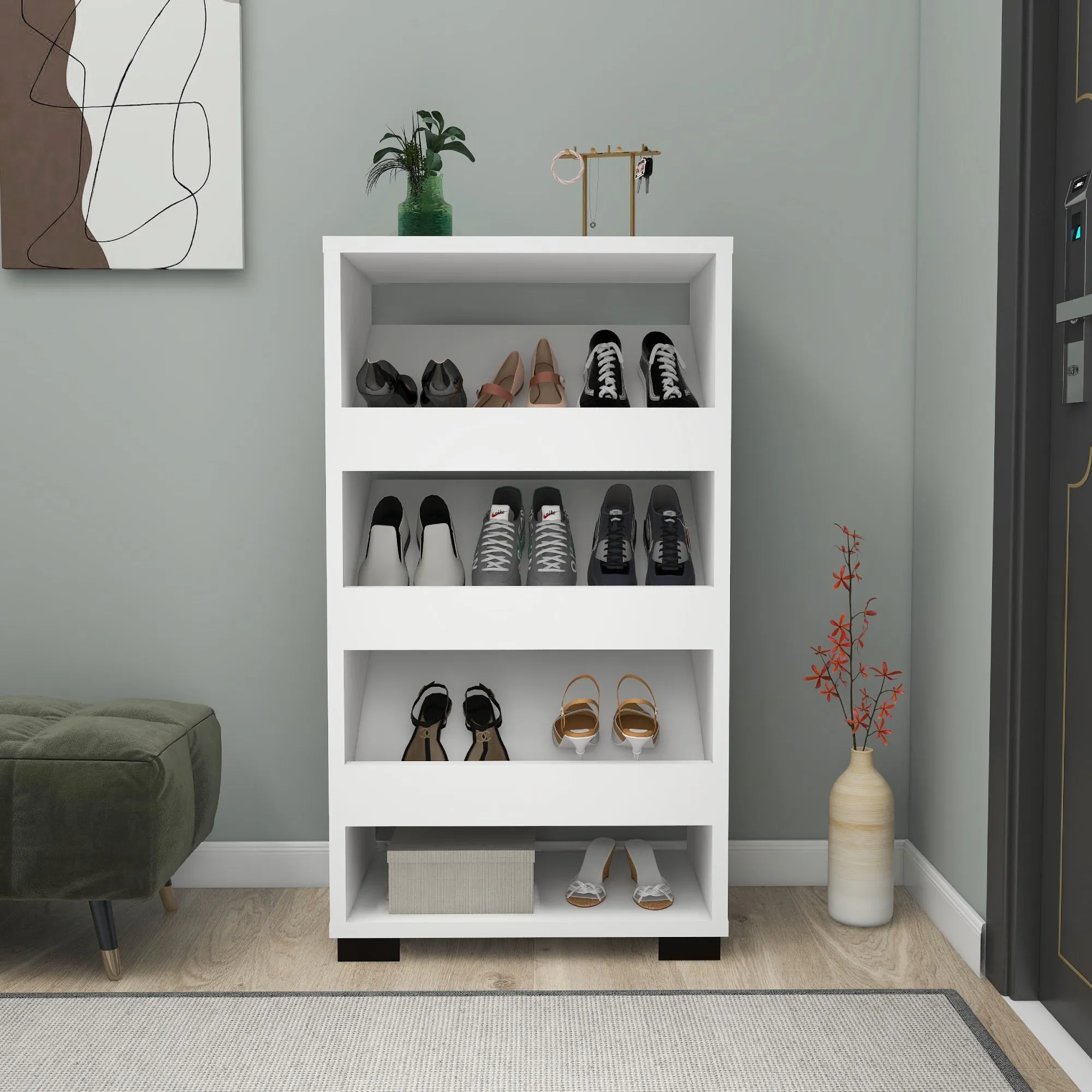 Shoe Storage Shelf with Cabinet Leslie