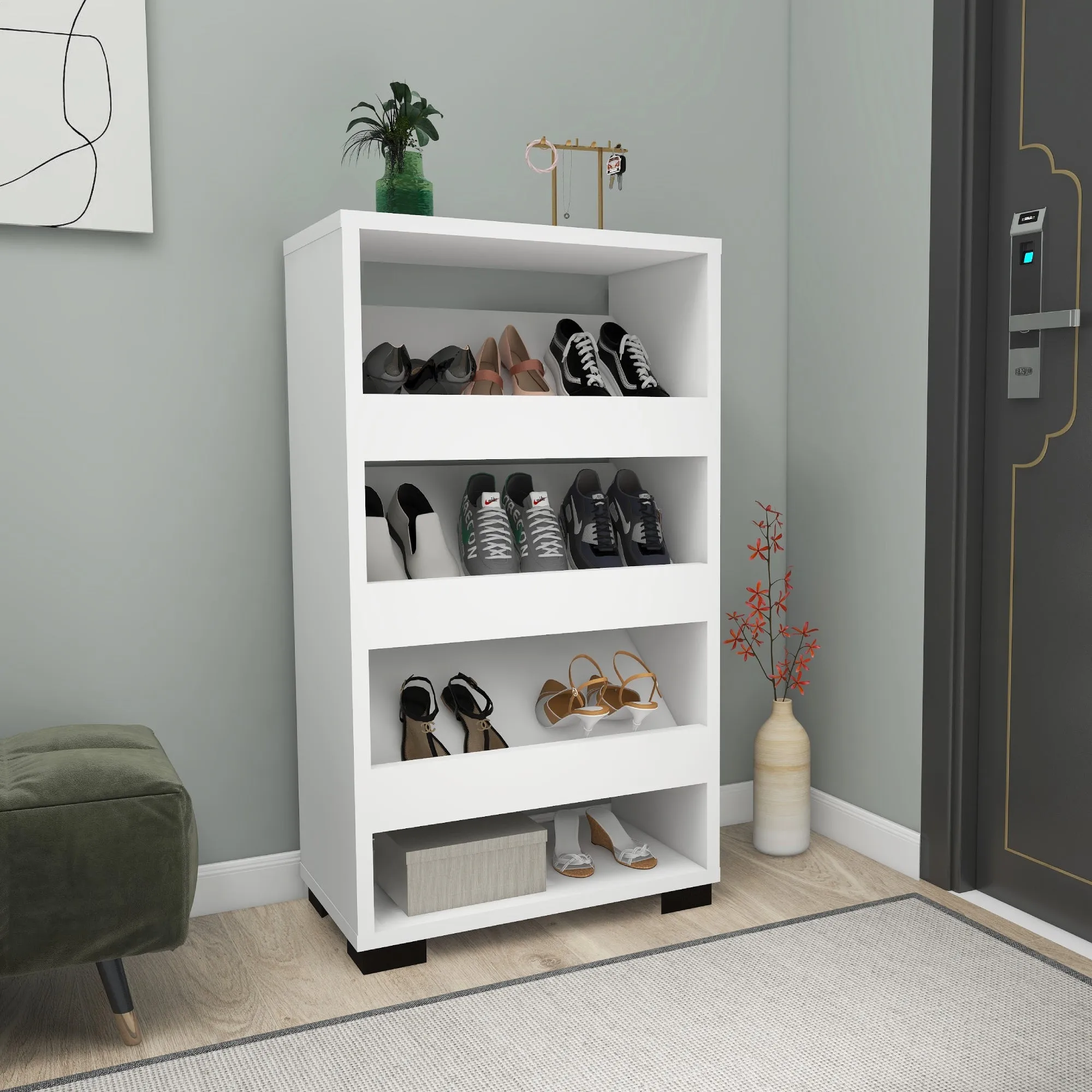 Shoe Storage Shelf with Cabinet Leslie