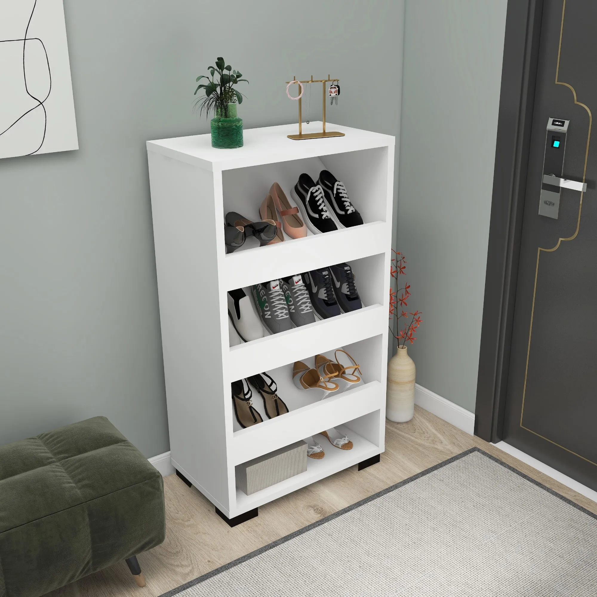 Shoe Storage Shelf with Cabinet Leslie