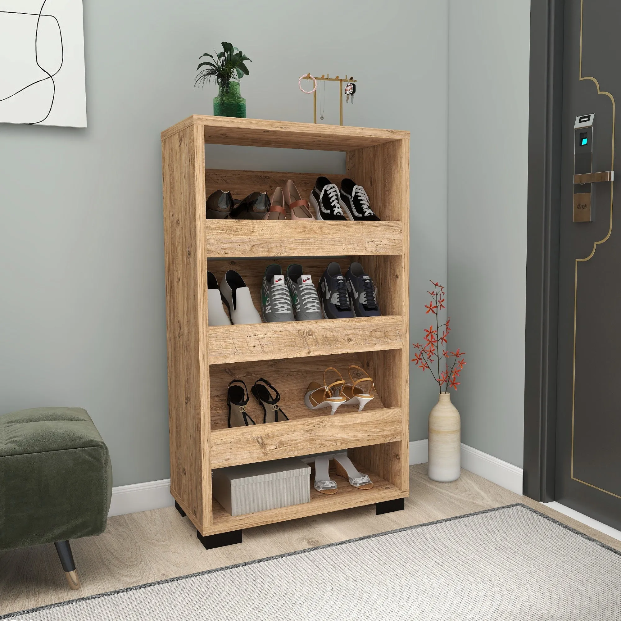 Shoe Storage Shelf with Cabinet Leslie