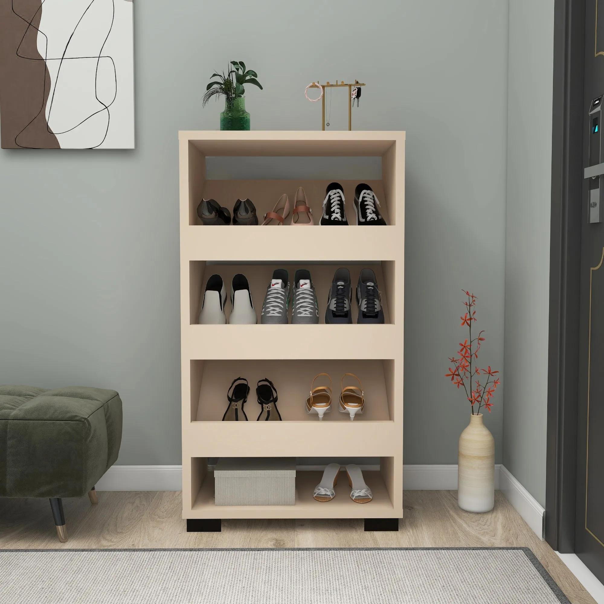 Shoe Storage Shelf with Cabinet Leslie