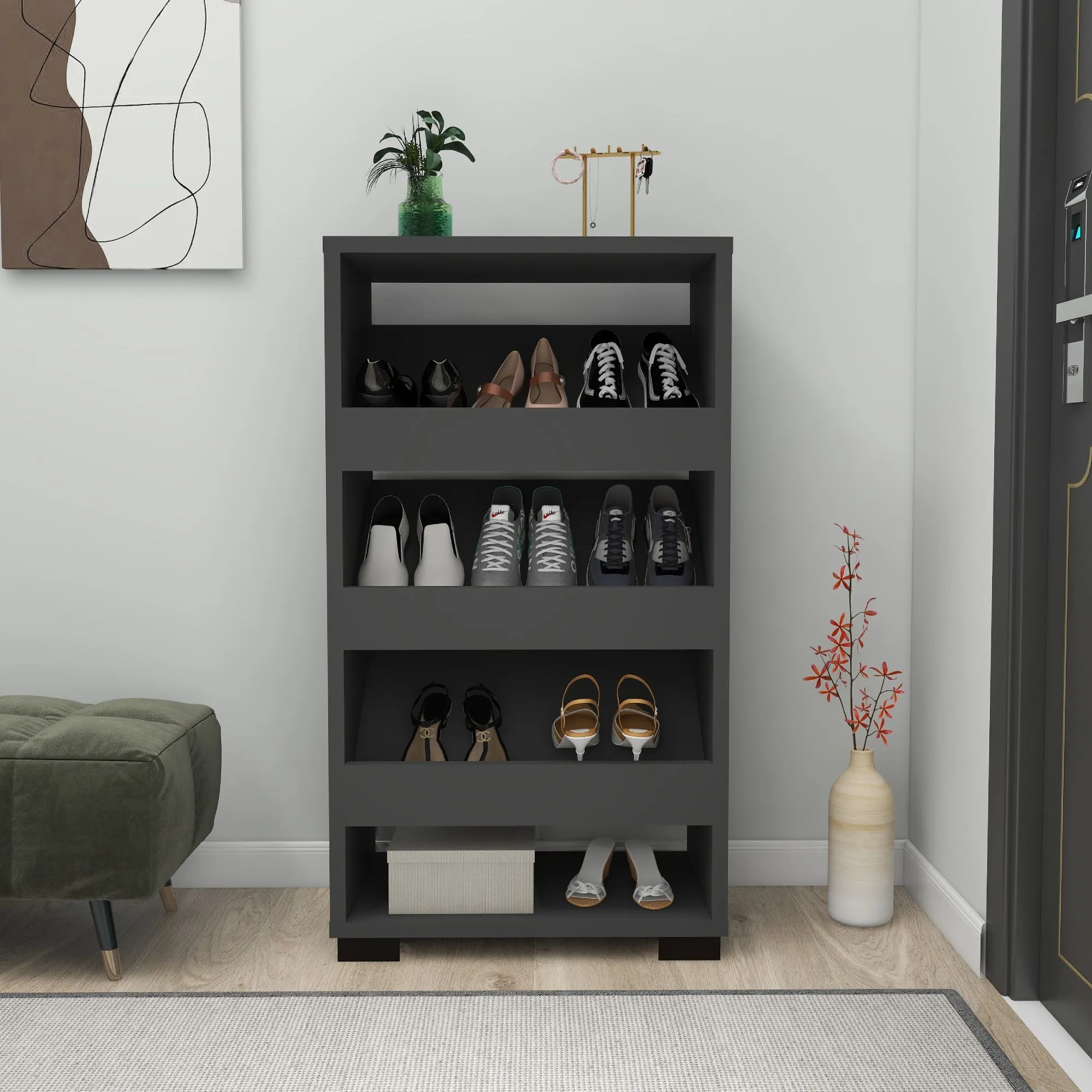 Shoe Storage Shelf with Cabinet Leslie