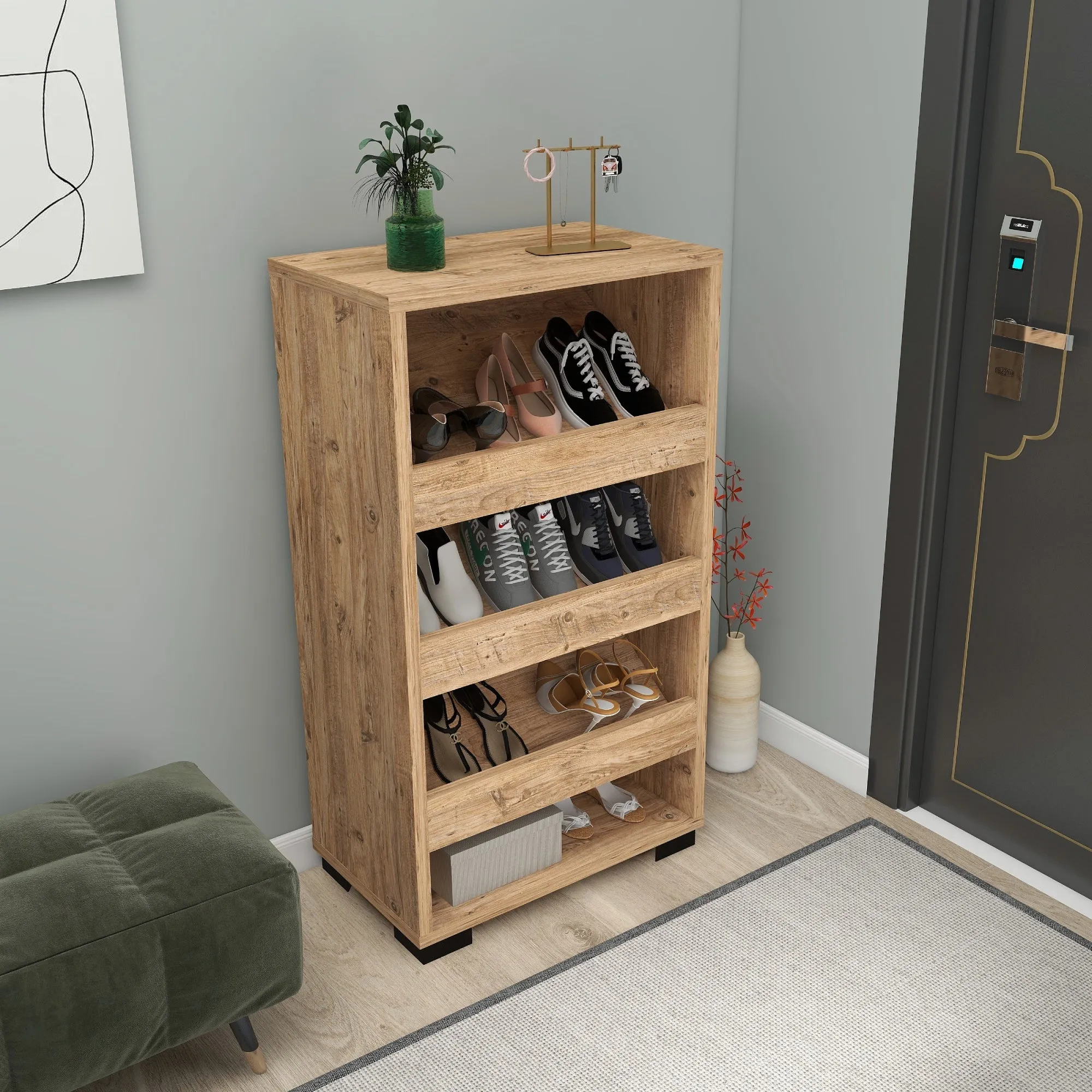 Shoe Storage Shelf with Cabinet Leslie