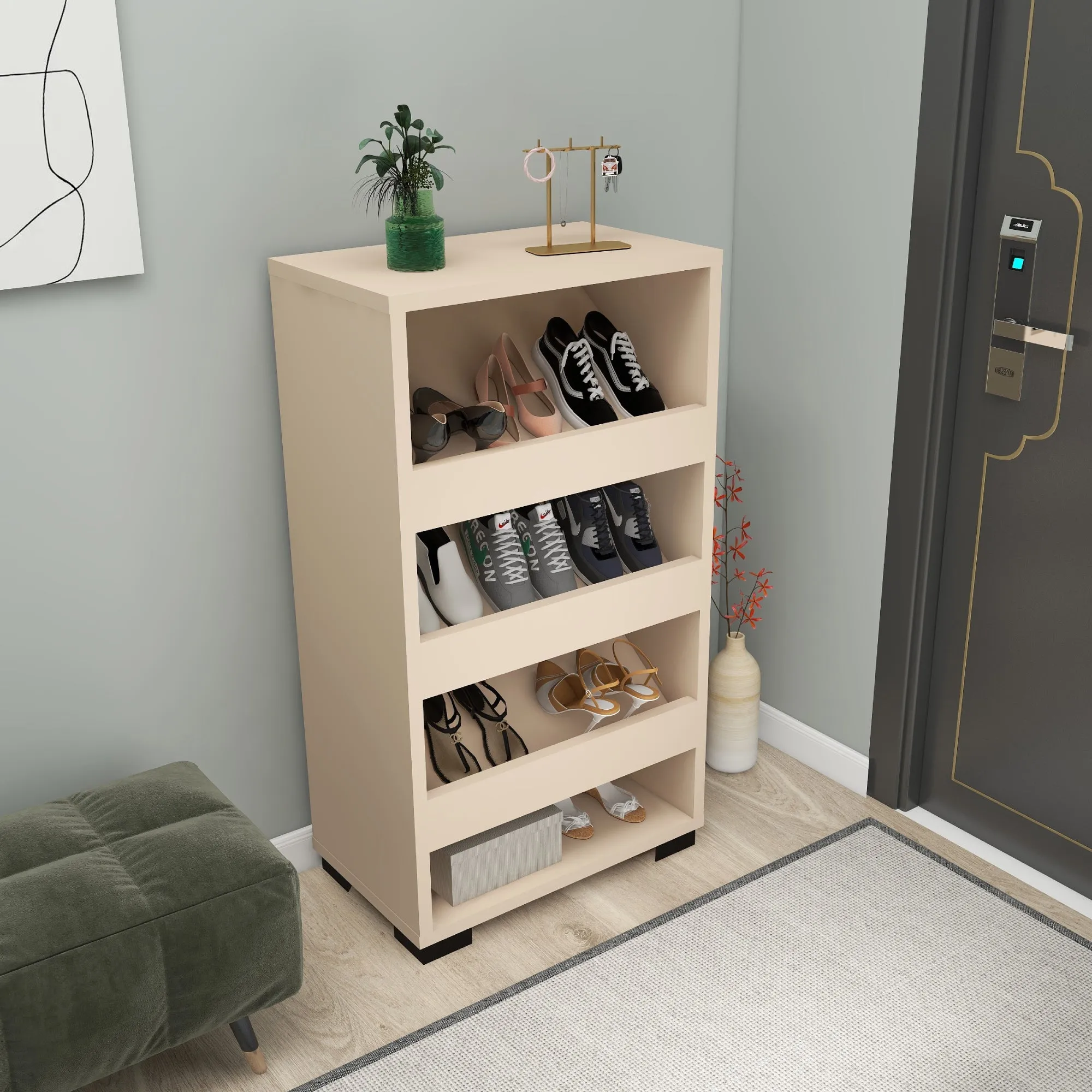 Shoe Storage Shelf with Cabinet Leslie