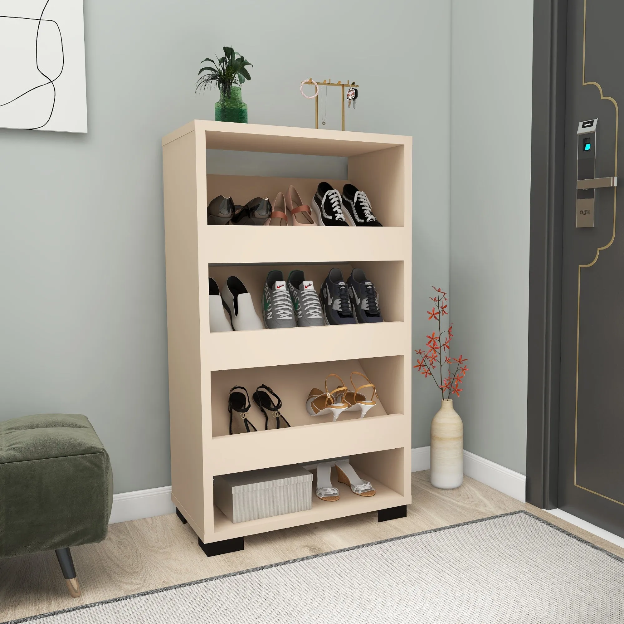 Shoe Storage Shelf with Cabinet Leslie