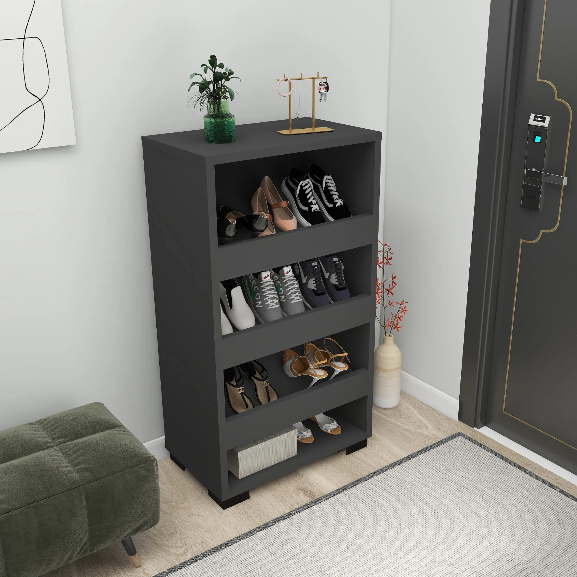 Shoe Storage Shelf with Cabinet Leslie