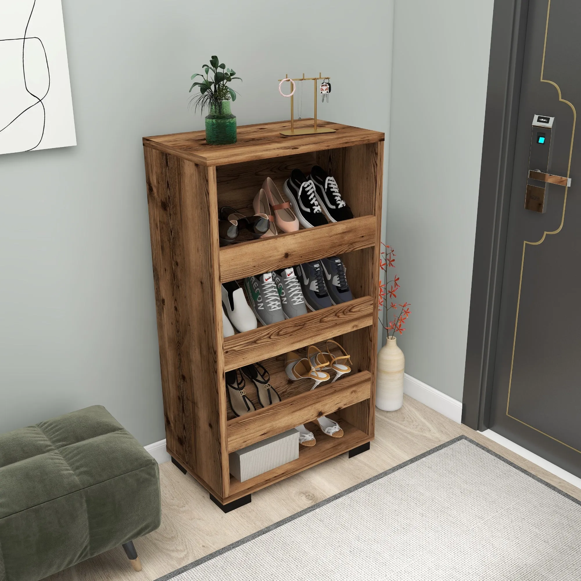 Shoe Storage Shelf with Cabinet Leslie