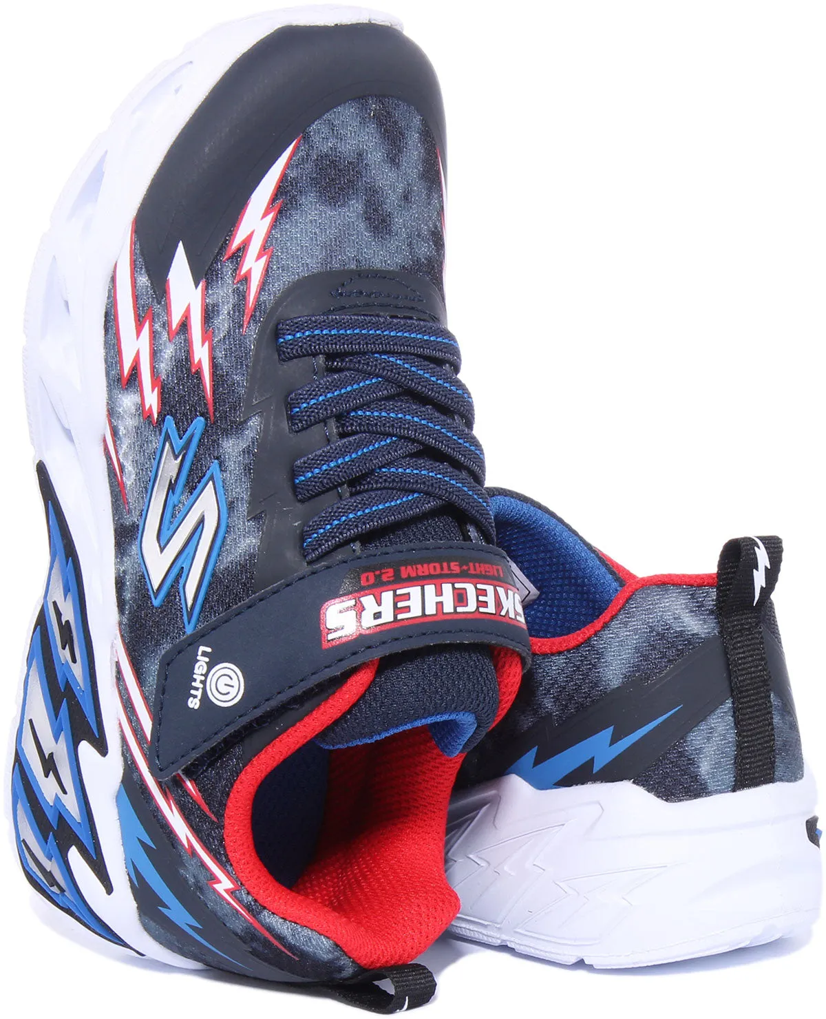 Skechers Light Storm 2.0 In Navy Red For Kids