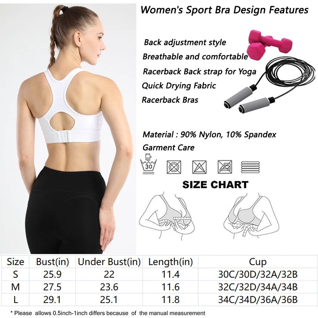 Sports Bras for Women  Strappy Sports Bra   Racerback Workout Yoga Bra with adjustable back