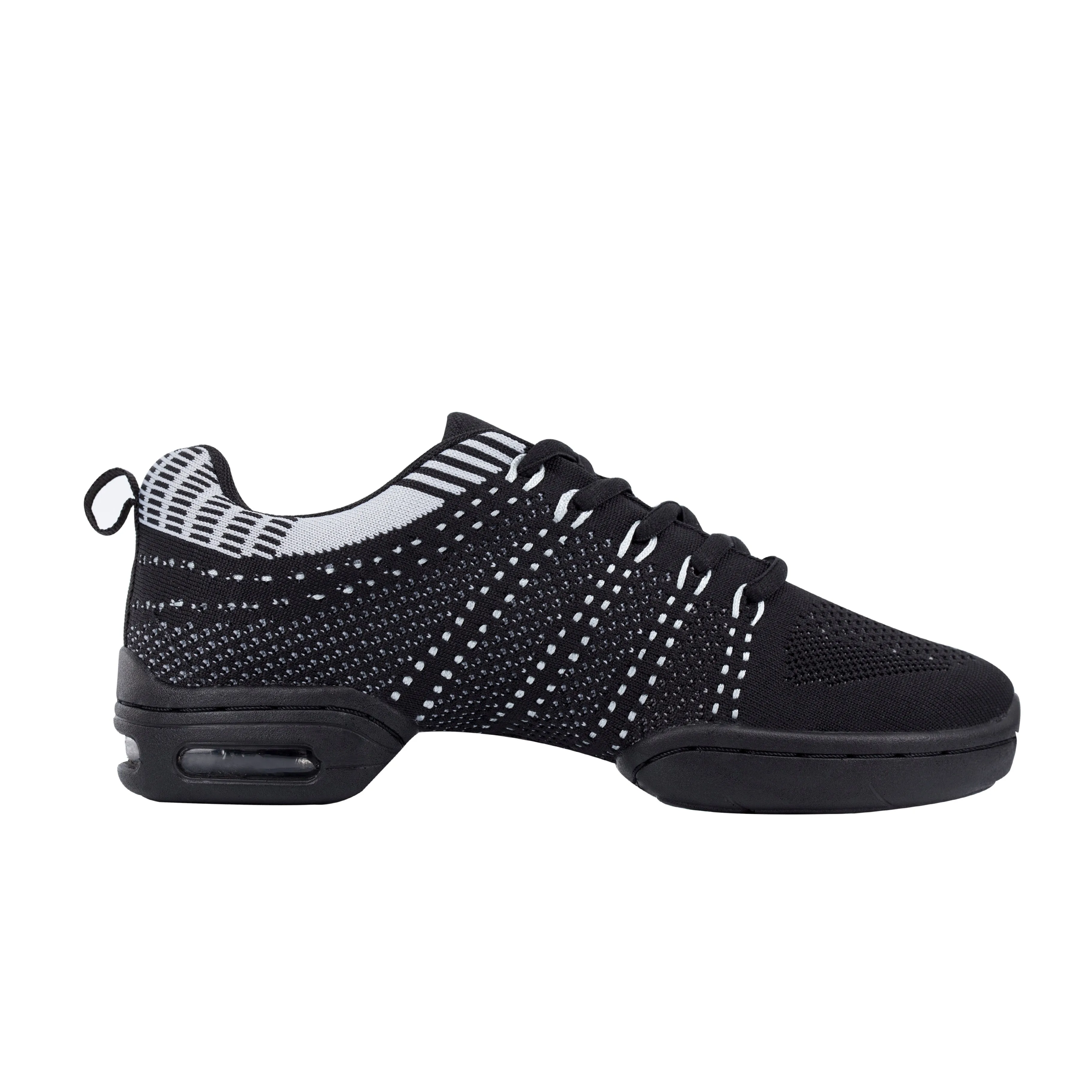 Supadance: Unisex Dance Sneaker S8002 | Black & White Mesh Split Rubber Sole