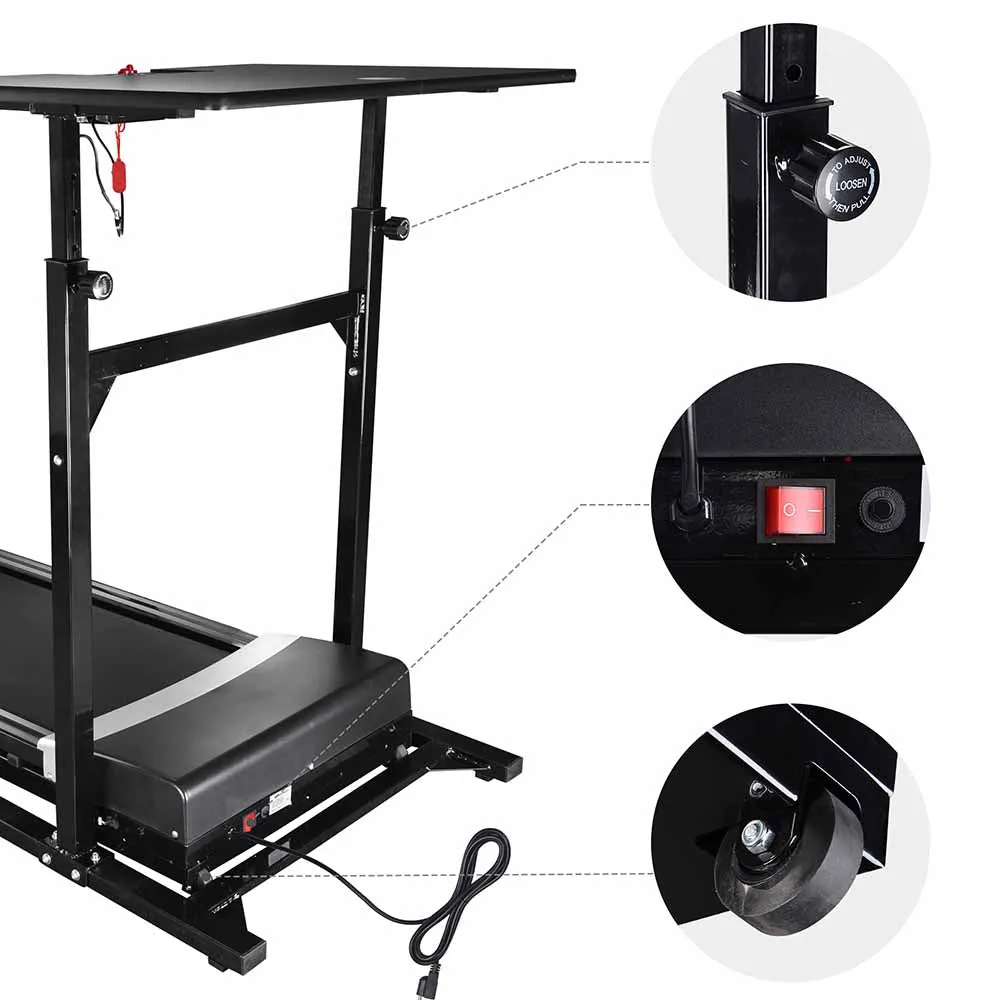 TheLAShop Electric Treadmill with Desk Workstation