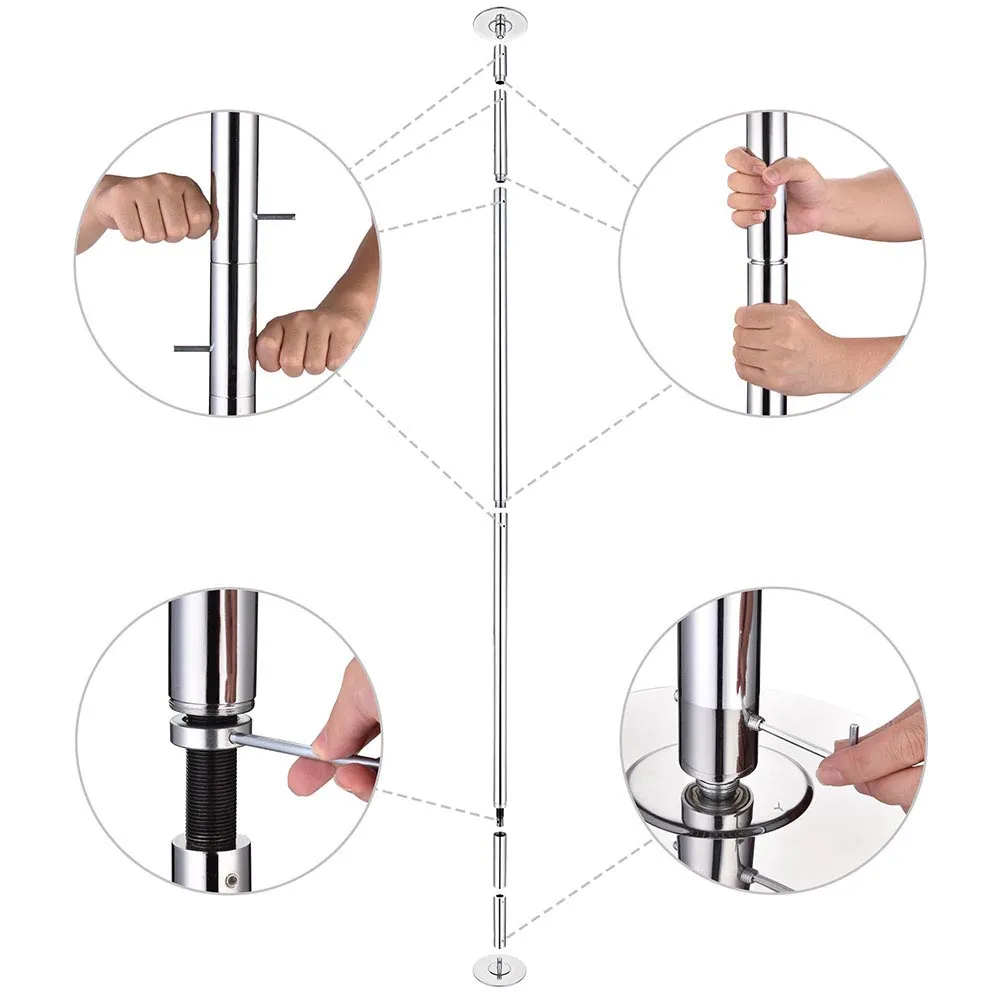 TheLAShop Spinning Static Dance Pole Portable Removable Pole 45mm