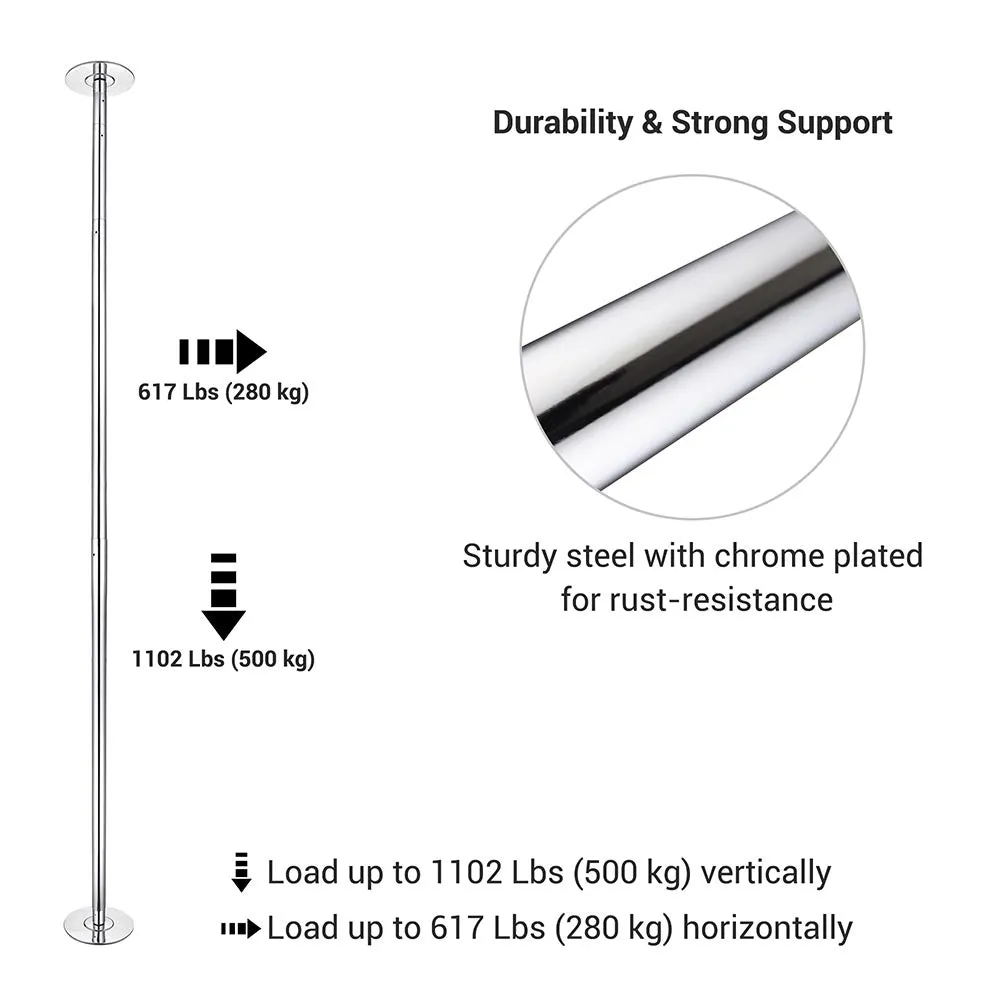 TheLAShop Spinning Static Dance Pole Portable Removable Pole 45mm