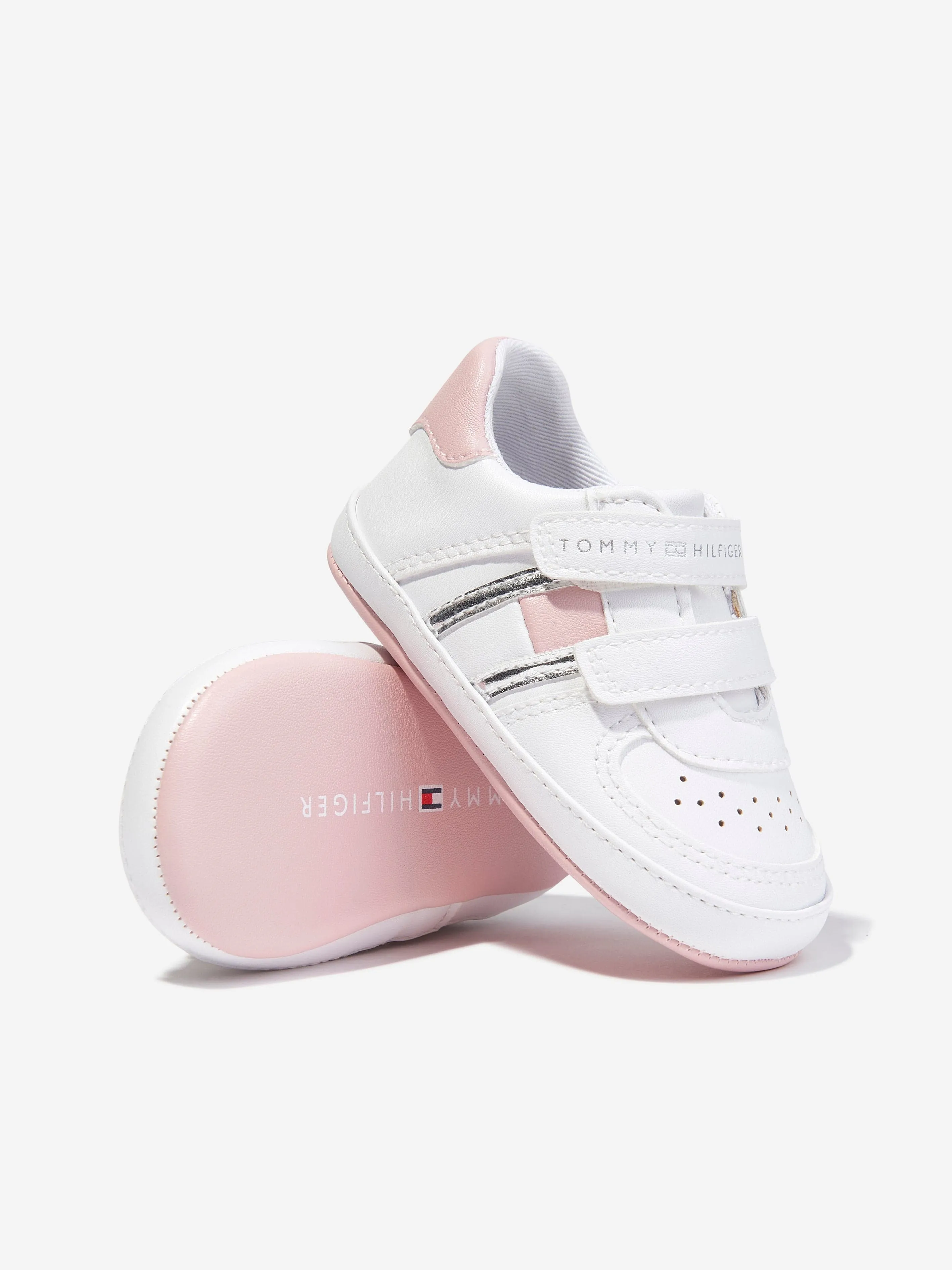 Tommy Hilfiger Baby Girls Flag Low Cut Velcro Trainers in White