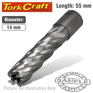 TORK CRAFT ANNULAR HOLE CUTTER HSS 14 X 55MM BROACH SLUGGER BIT TCAC014-2