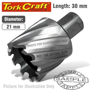 TORK CRAFT ANNULAR HOLE CUTTER HSS 21 X 30MM BROACH SLUGGER BIT TCAC021-1