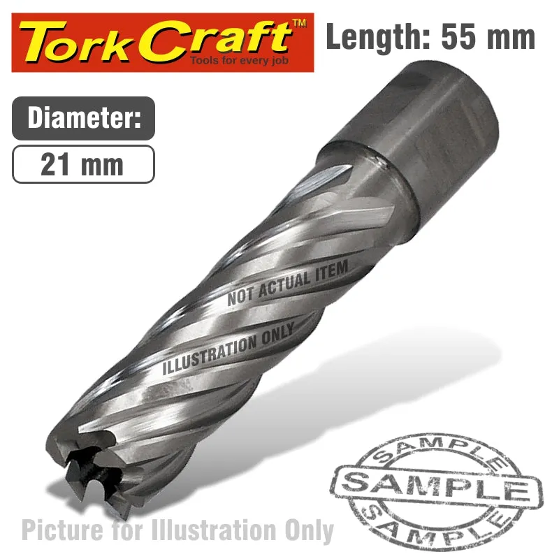 TORK CRAFT ANNULAR HOLE CUTTER HSS 21 X 55MM BROACH SLUGGER BIT TCAC021-2