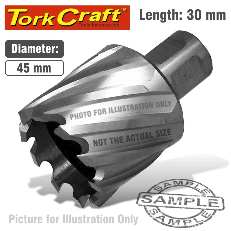 TORK CRAFT ANNULAR HOLE CUTTER HSS 45 X 30MM BROACH SLUGGER BIT TCAC045-1