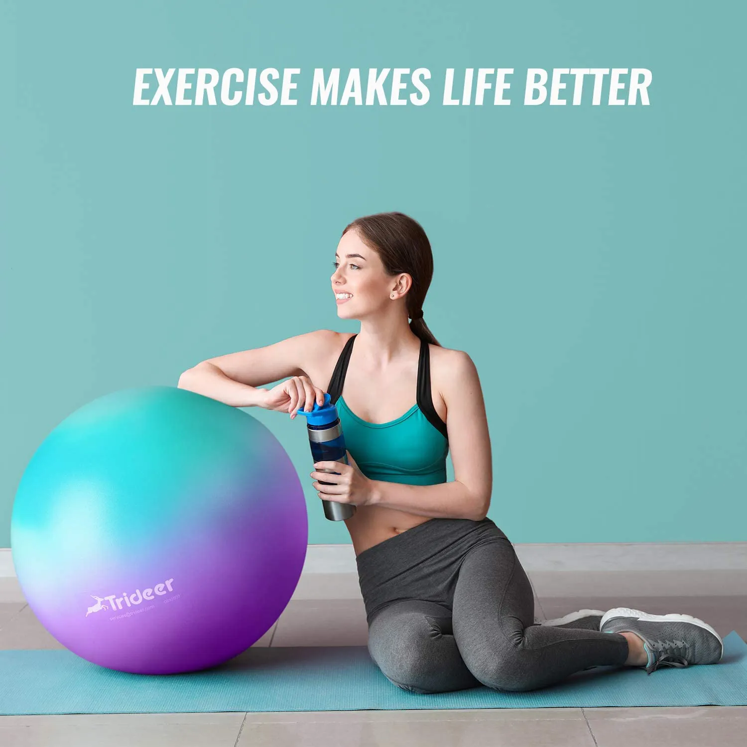 Trideer Exercise Ball, Dreamy - Color Yoga Ball for Home Gym & Desk Chair - Fitness, Yoga & Physical Therapy, with Quick Pump ( 45cm & 55cm & 65cm )